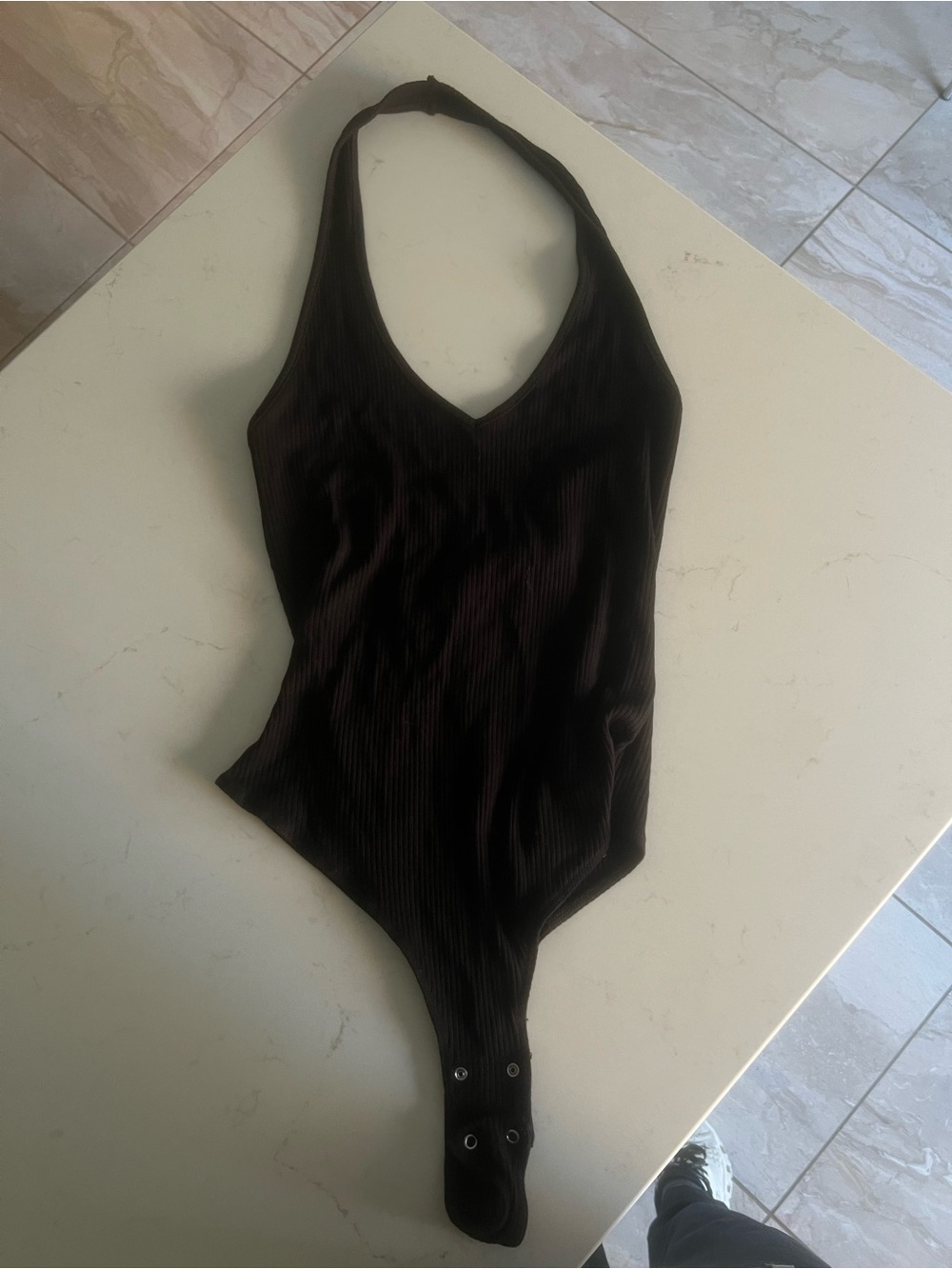 Ribbed Halter One-Piece bodysuit